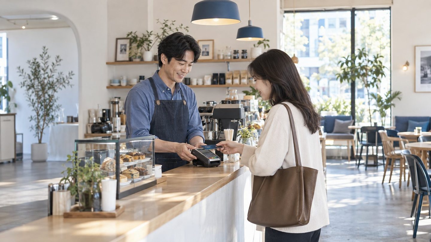 매장 직원과 고객이 결제 내용을 확인하는 장면 — 비대면 카드결제 PG사 수수료 여는 값은 0원, 표의 빈칸은 같이 채웁니다.